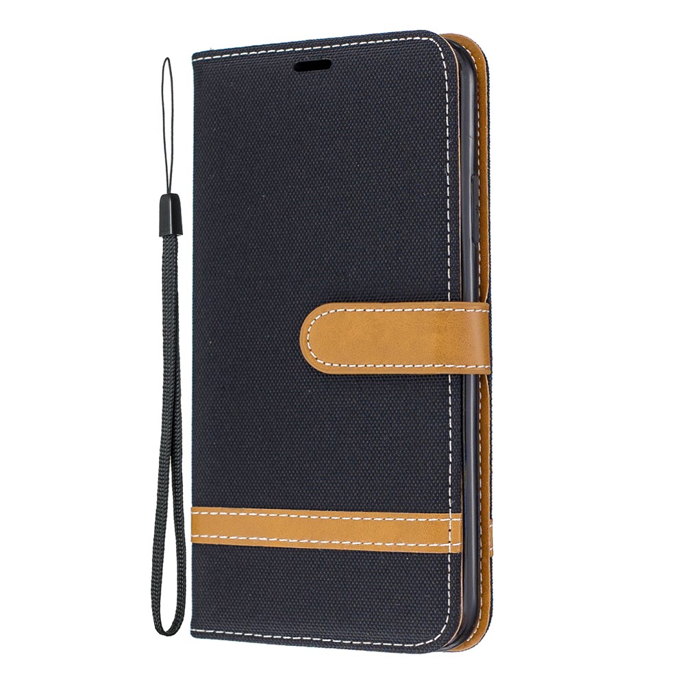 Jeans Cloth Wallet Stand Leather Cell Phone Shell for iPhone (2019) 6.5-inch - Black-2