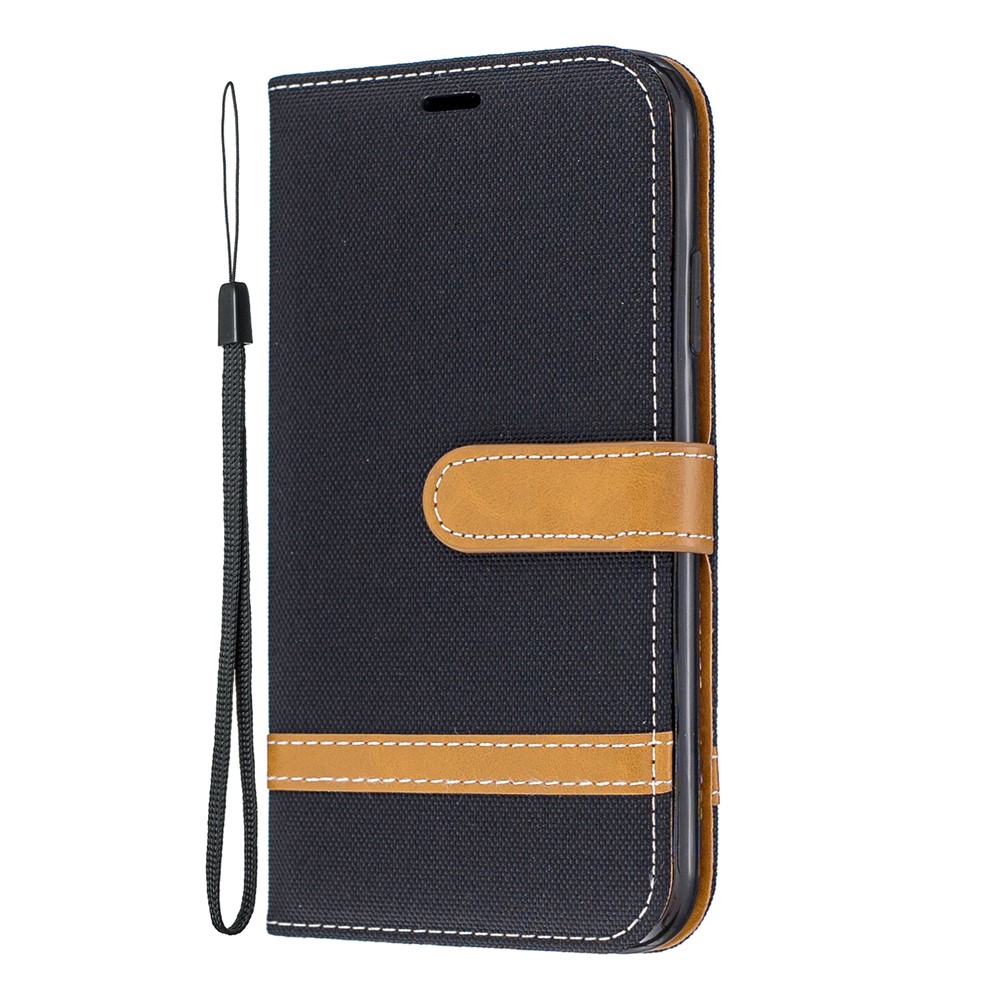 Jean Cloth PU Leather Phone Cover for iPhone (2019) 6.1-inch - Black-2