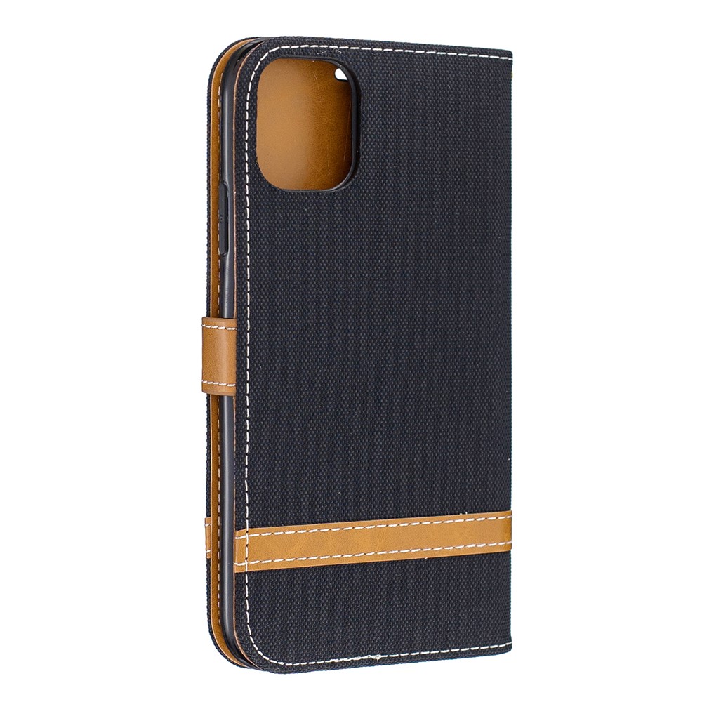 Jean Cloth PU Leather Phone Cover for iPhone (2019) 6.1-inch - Black-3