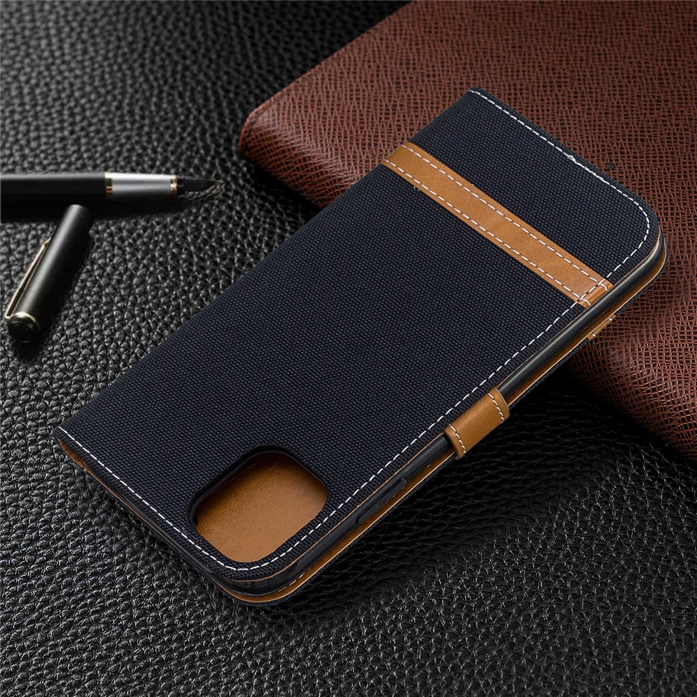 Jean Cloth PU Leather Phone Cover for iPhone (2019) 6.1-inch - Black-8