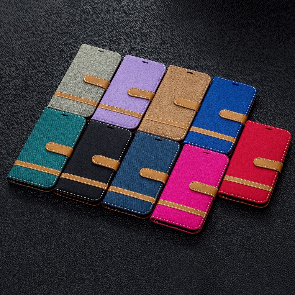 Jean Cloth PU Leather Phone Cover for iPhone (2019) 6.1-inch - Black-9