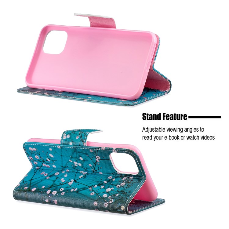 Pattern Printing PU Leather Flip Stand Phone Shell for iPhone (2019) 6.5-inch - Tree with Flowers-5