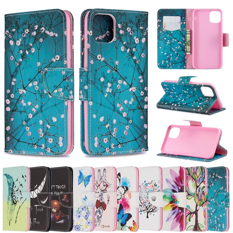 Pattern Printing PU Leather Flip Stand Phone Shell for iPhone (2019) 6.5-inch - Tree with Flowers-9