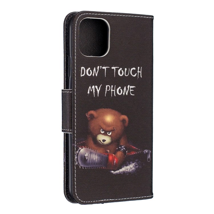 Pattern Printing PU Leather Flip Stand Phone Shell for iPhone 11 Pro Max 6.5 inch (2019) - Bear And Its Warnings-3