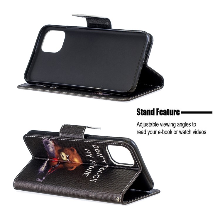 Pattern Printing PU Leather Flip Stand Phone Shell for iPhone 11 Pro Max 6.5 inch (2019) - Bear And Its Warnings-5