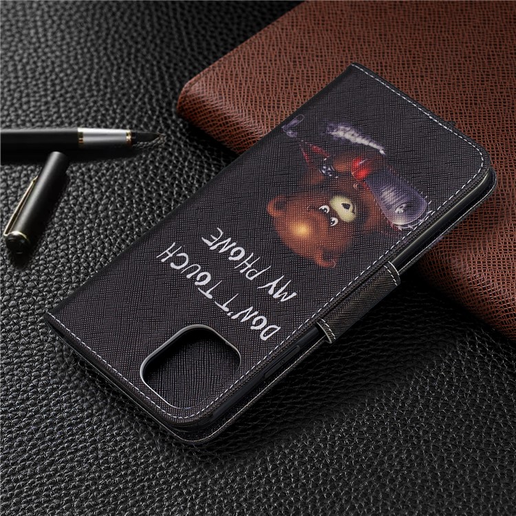 Pattern Printing PU Leather Flip Stand Phone Shell for iPhone 11 Pro Max 6.5 inch (2019) - Bear And Its Warnings-8