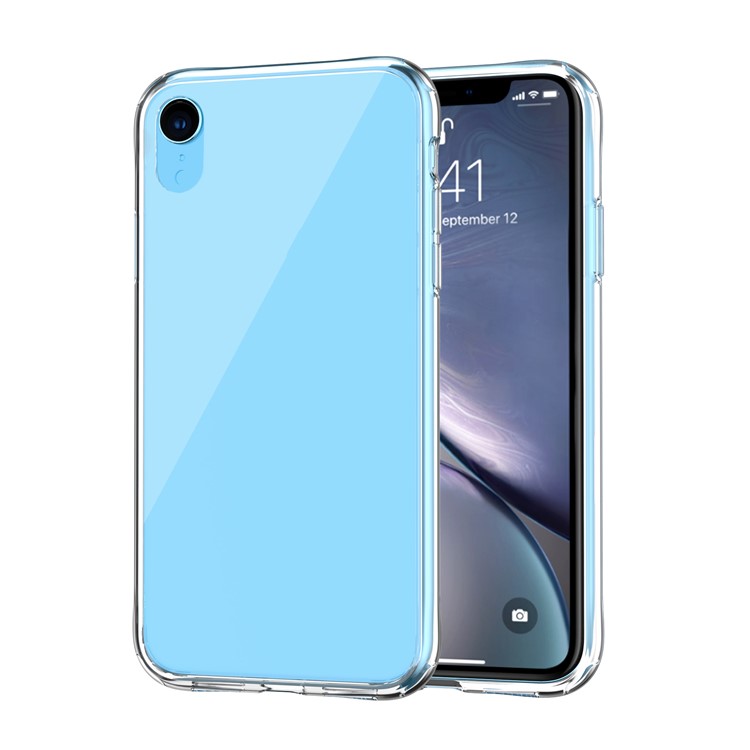 LEEU DESIGN Ice Crystal Series Transparent Tempered Glass+Acrylic Cell Phone Cover for iPhone XR 6.1 inch-3