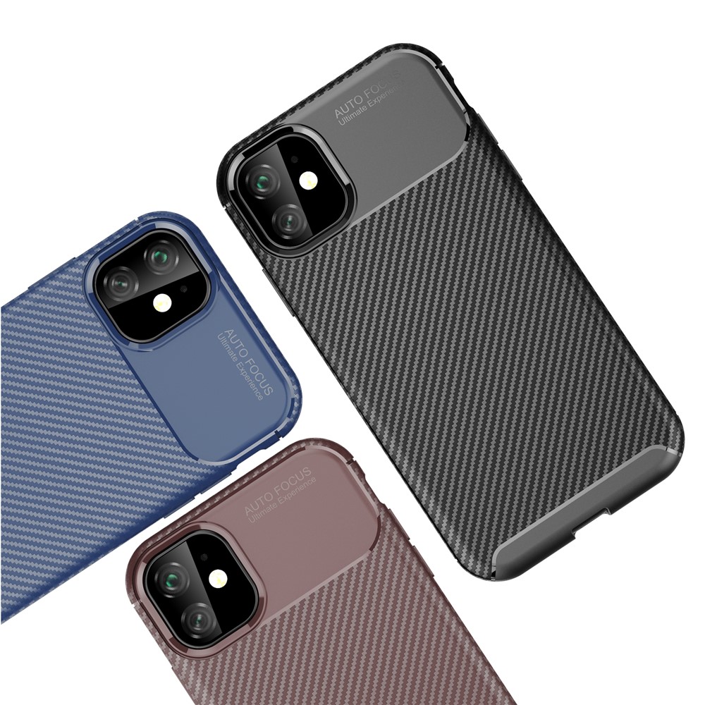 Carbon Fiber Texture Drop-proof TPU Phone Case for iPhone (2019) 6.1-inch - Black-11