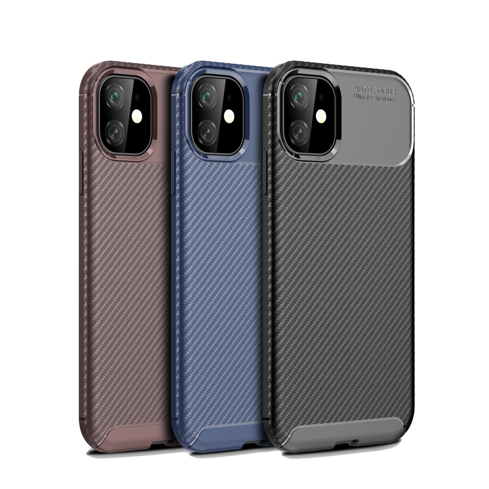 Carbon Fiber Texture Drop-proof TPU Phone Case for iPhone (2019) 6.1-inch - Black-12