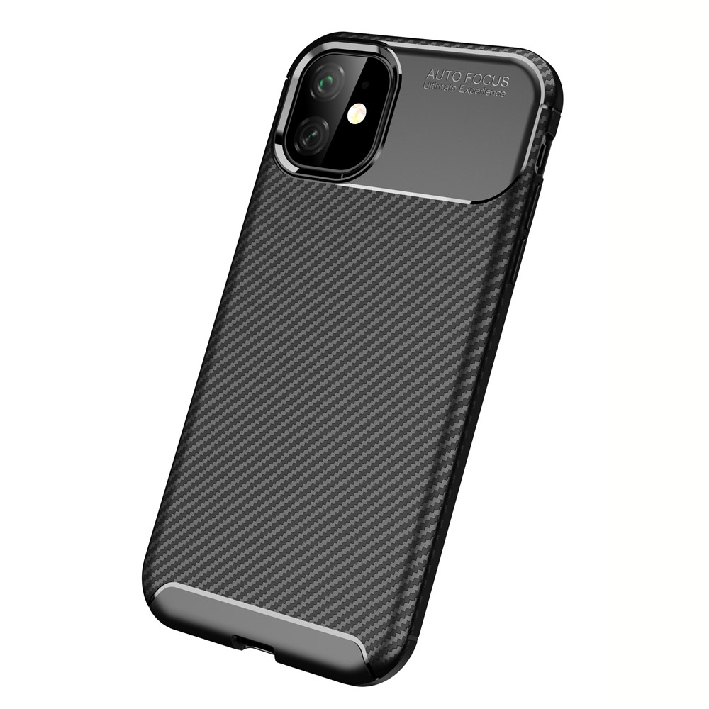 Carbon Fiber Texture Drop-proof TPU Phone Case for iPhone (2019) 6.1-inch - Black-2