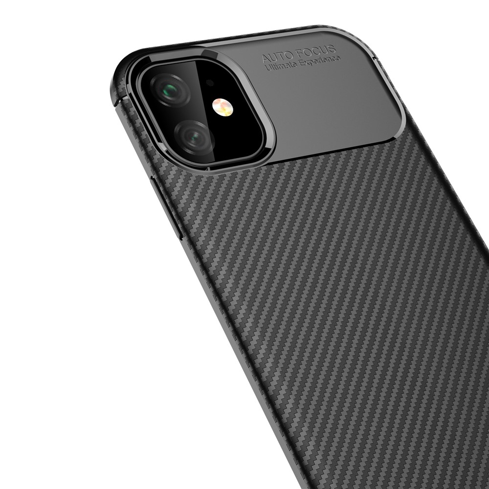 Carbon Fiber Texture Drop-proof TPU Phone Case for iPhone (2019) 6.1-inch - Black-3