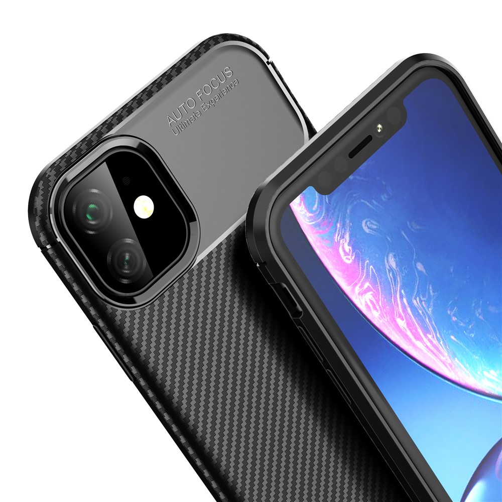 Carbon Fiber Texture Drop-proof TPU Phone Case for iPhone (2019) 6.1-inch - Black-6