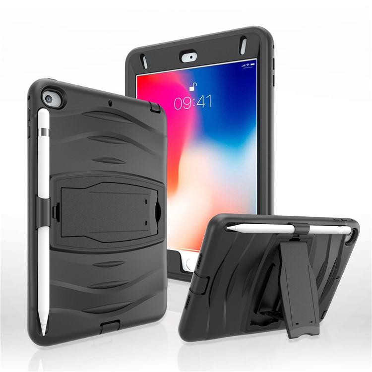 Rugged Impact Resistant Kickstand PC + Silicone Tablet Cover for iPad mini (2019) 7.9 inch - Black-1