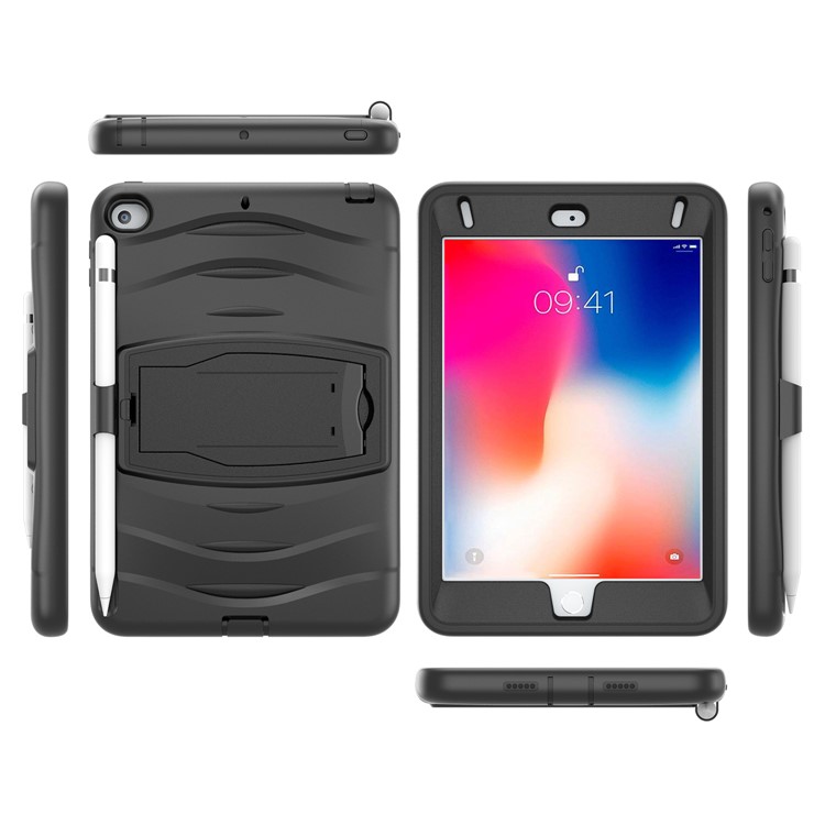Rugged Impact Resistant Kickstand PC + Silicone Tablet Cover for iPad mini (2019) 7.9 inch - Black-2