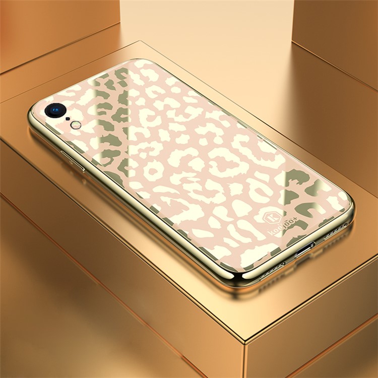 

Корпус Телефона Из Дикого Леопарда TPU + PC + Из Органического Стекла Для Iphone XR 6.1 Дюймов - Шампанское Золото, iPhone XR 6.1 inch