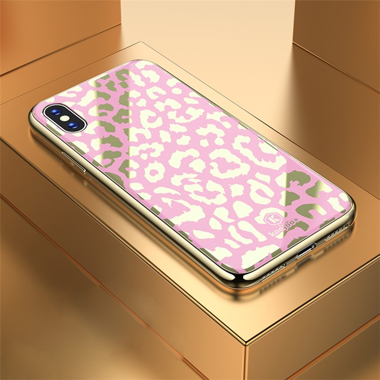 

Корпус Телефона Из Дикого Леопарда TPU + PC + Из Органического Стекла Для IPhone XS Max 6,5 Дюймов - Розовый, iPhone XS Max 6.5 inch