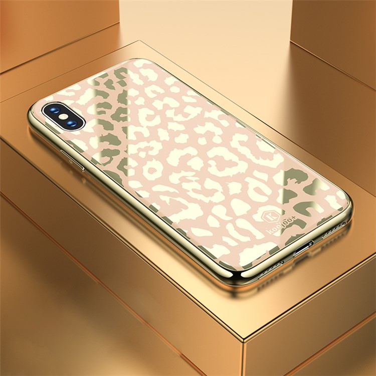 Wild Leopard Series TPU + PC + Organic Glass Phone Casing for iPhone XS Max 6.5 inch - Champagne Gold-1