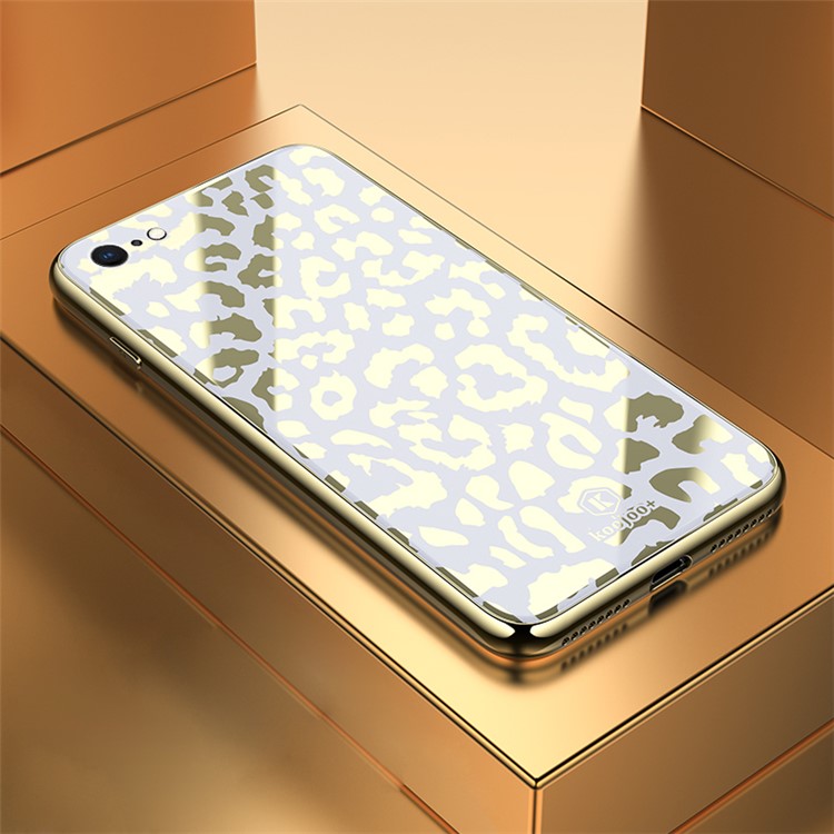

Крышка Случая Телефона Дикого Леопарда Серии TPU + ПК + Органического Стекла На Iphone 8 4,7 Дюйма - Белый, iPhone 8 4.7 inch