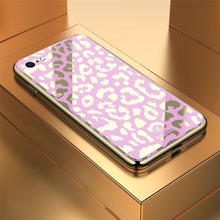 

Крышка Случая Телефона Дикого Леопарда Серии TPU + ПК + Органического Стекла На Iphone 8 4,7 Дюйма - Розовый, iPhone 8 4.7 inch