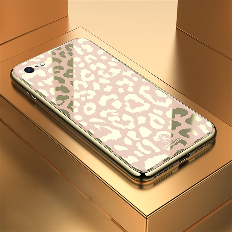

Крышка Случая Телефона Дикого Леопарда Серии TPU + ПК + Органического Стекла На Iphone 8 4,7 Дюйма - Шампанское Золото, iPhone 8 4.7 inch