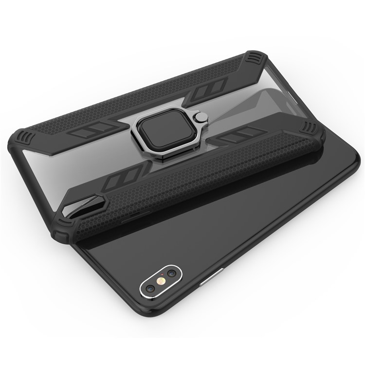 Warrior Style Rotating Ring Kickstand PC+TPU Hybrid Phone Case for iPhone XS Max 6.5 inch - Black-5