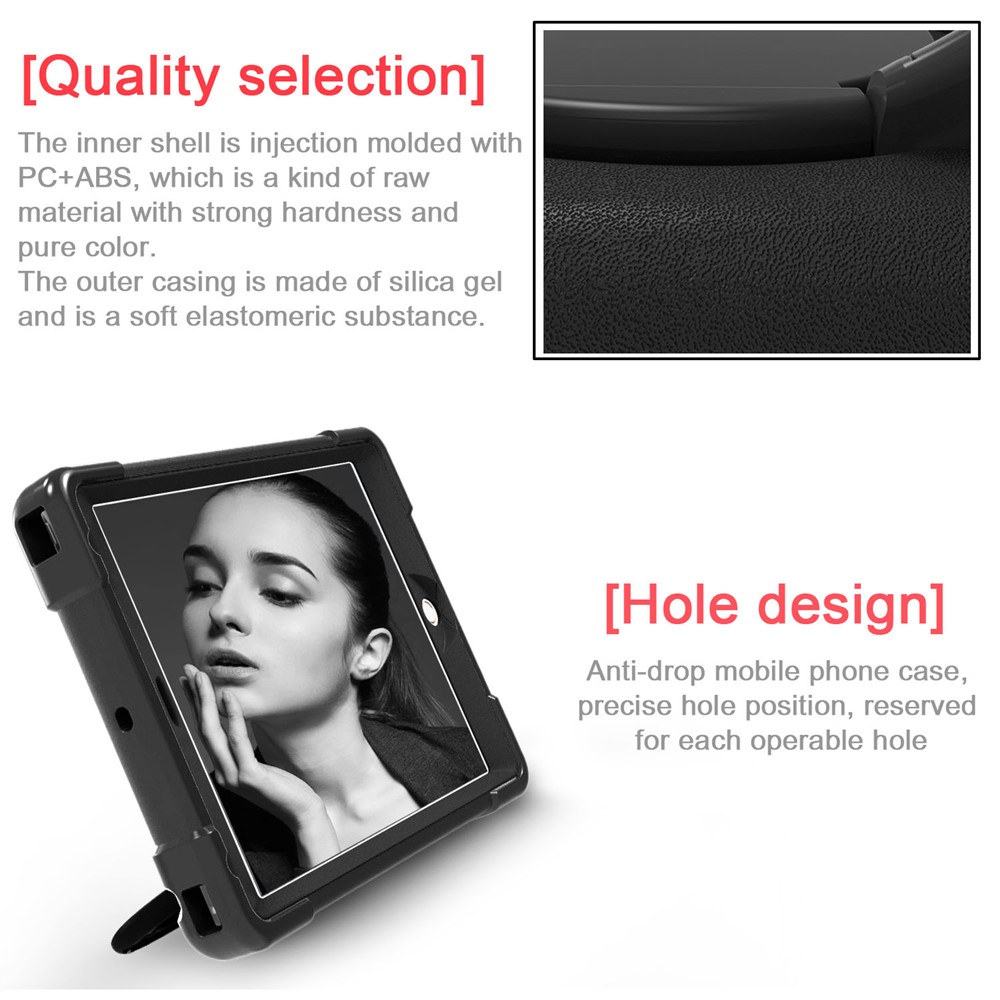 Funda Para Tableta Híbrida Sirvienta De 360 ​​° PC + Silicona Para Apple IPad Air / Air 2 / IPad 9.7-Inch (2018) / iPad 9,7 pulgadas (2017) - Todo Negro-7