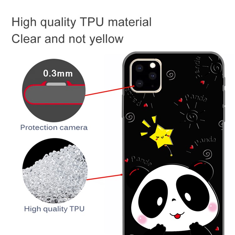 Pattern Printing TPU Case for iPhone (2019) 5.8-inch - Panda-2