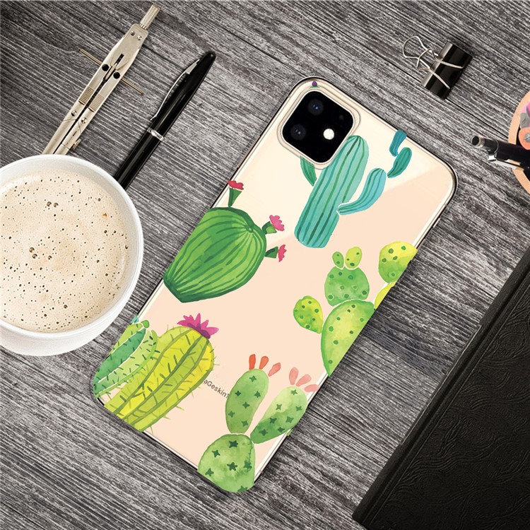 Cute Pattern Printing Flexi TPU Phone Shell for iPhone (2019) 6.1-inch - Cactus-1