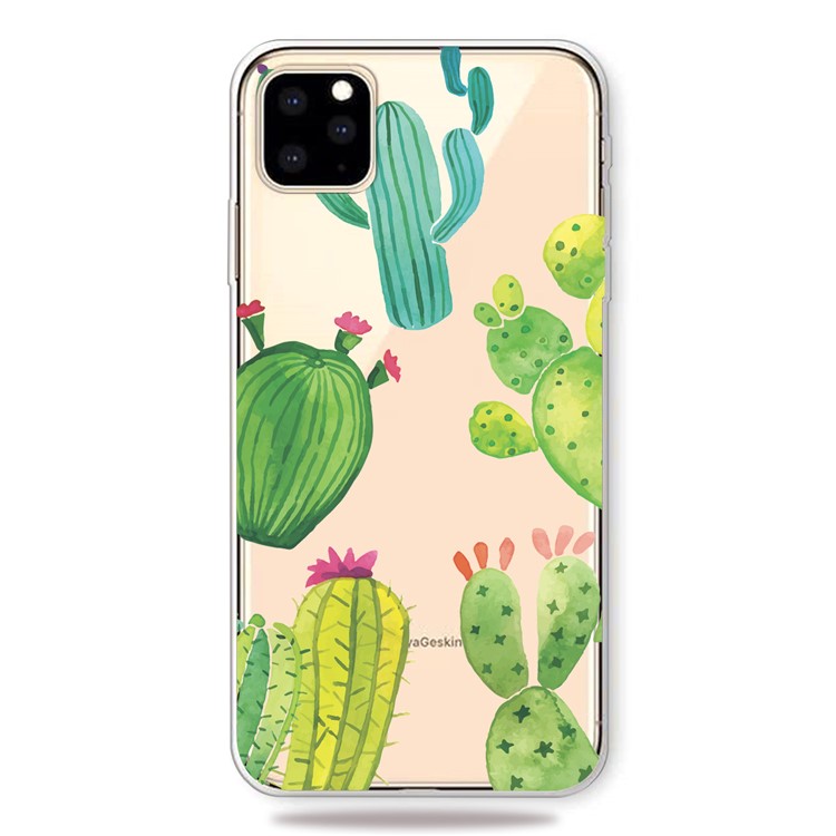 Pattern Printing Clear TPU Cell Phone Cover Case for iPhone (2019) 5.8-inch - Cactus-4