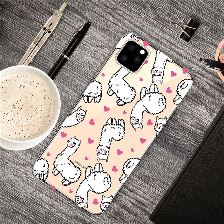 Pattern Printing Clear TPU Cell Phone Cover Case for iPhone 11 Pro 5.8 inch (2019) - Alpaca-1