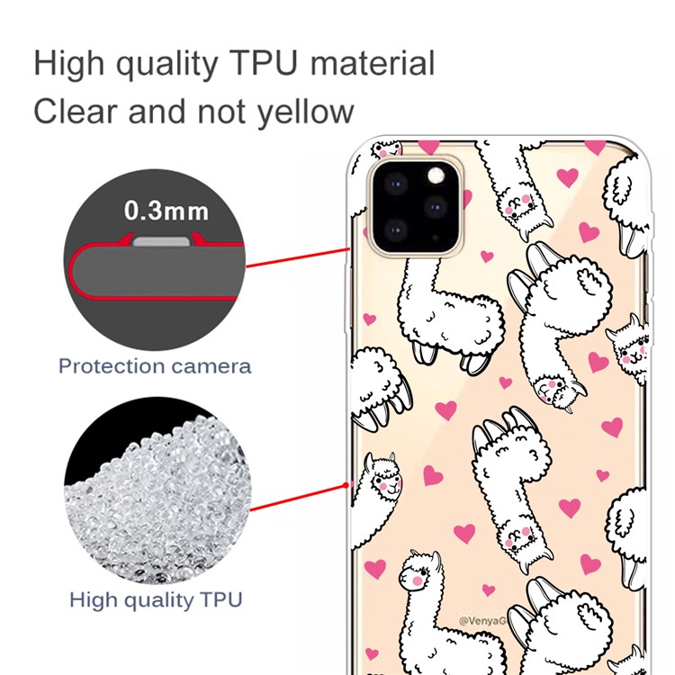 Pattern Printing Clear TPU Cell Phone Cover Case for iPhone 11 Pro 5.8 inch (2019) - Alpaca-2