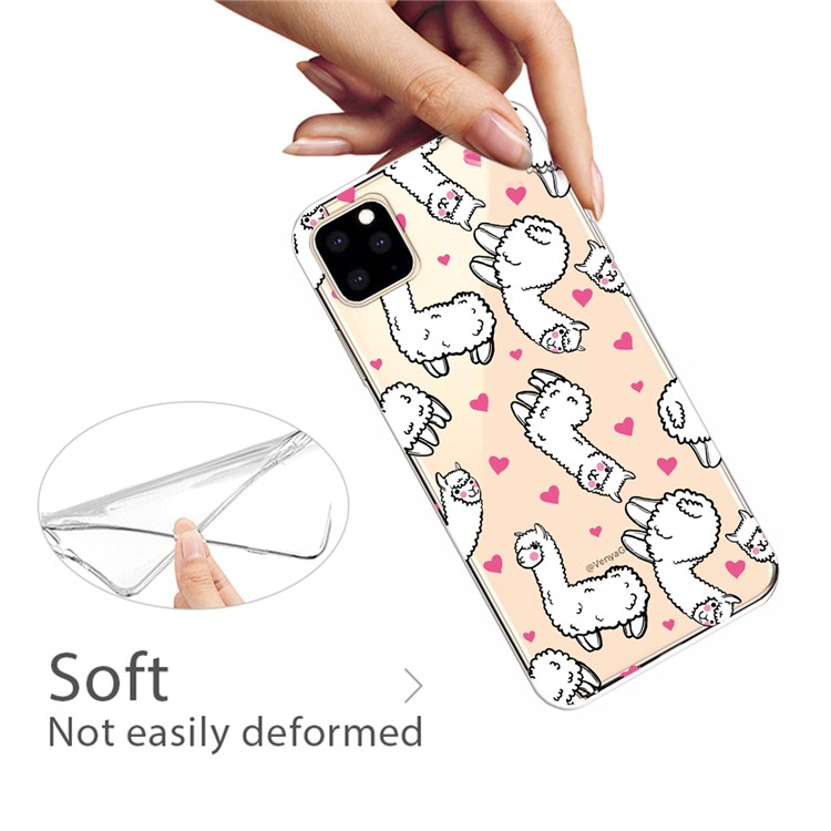 Pattern Printing Clear TPU Cell Phone Cover Case for iPhone 11 Pro 5.8 inch (2019) - Alpaca-3