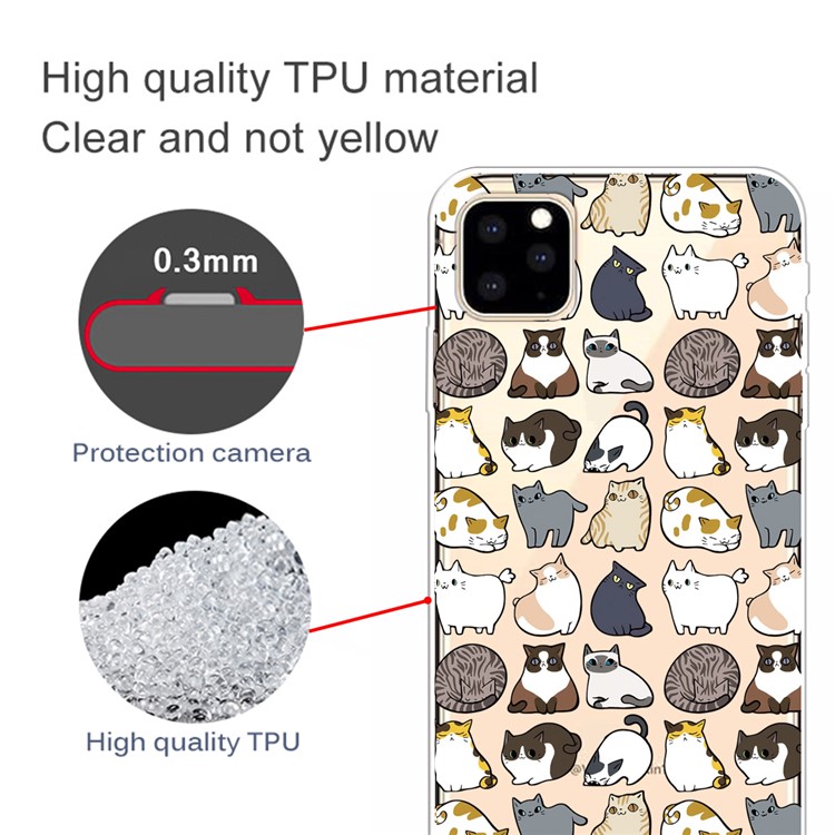 Padrão De Impressão Clara Caso De Cobertura De Telefone Celular TPU Para Iphone (2019) 5,8 Polegadas - Gatos-2