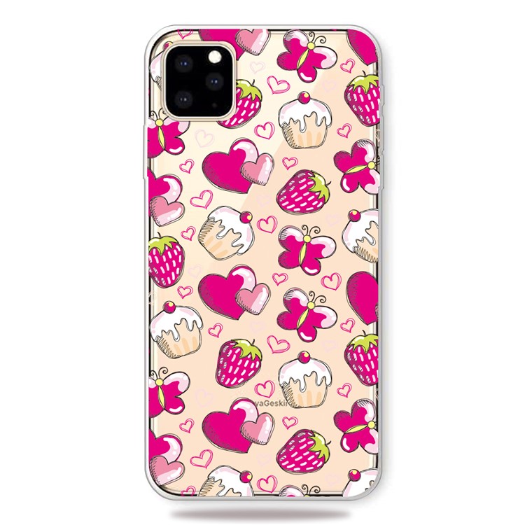 Pattern Printing Clear TPU Cell Phone Cover Case for iPhone 11 Pro 5.8 inch (2019) - Strawberry Cake-4