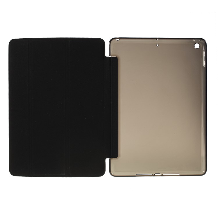 Nappa Skin Plastic+TPU+PU Leather Tablet Shell Case for iPad 9.7-inch (2018)/(2017) - Black-9