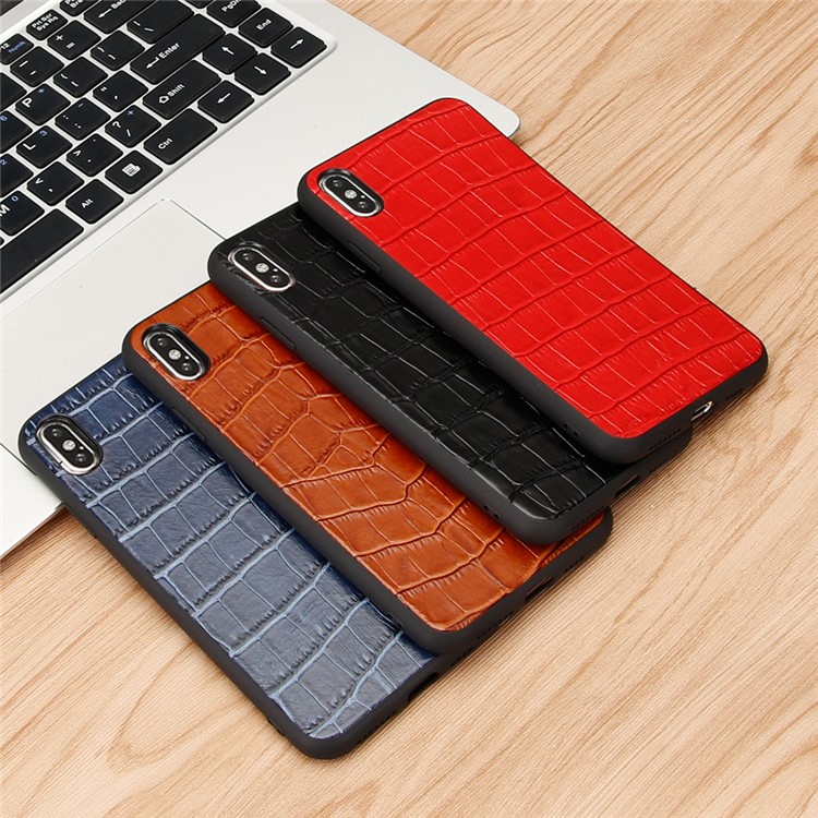 Crocodile Texture Genuine Leather Coated TPU Phone Case for iPhone X / XS - Black-13