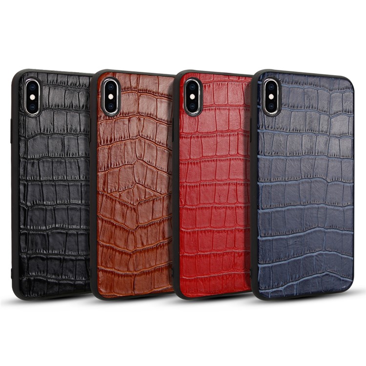 Crocodile Texture Genuine Leather Coated TPU Phone Case for iPhone X / XS - Black-14