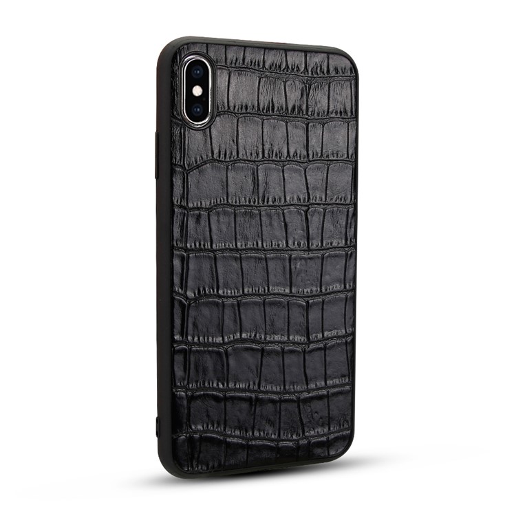 Crocodile Texture Genuine Leather Coated TPU Phone Case for iPhone X / XS - Black-2