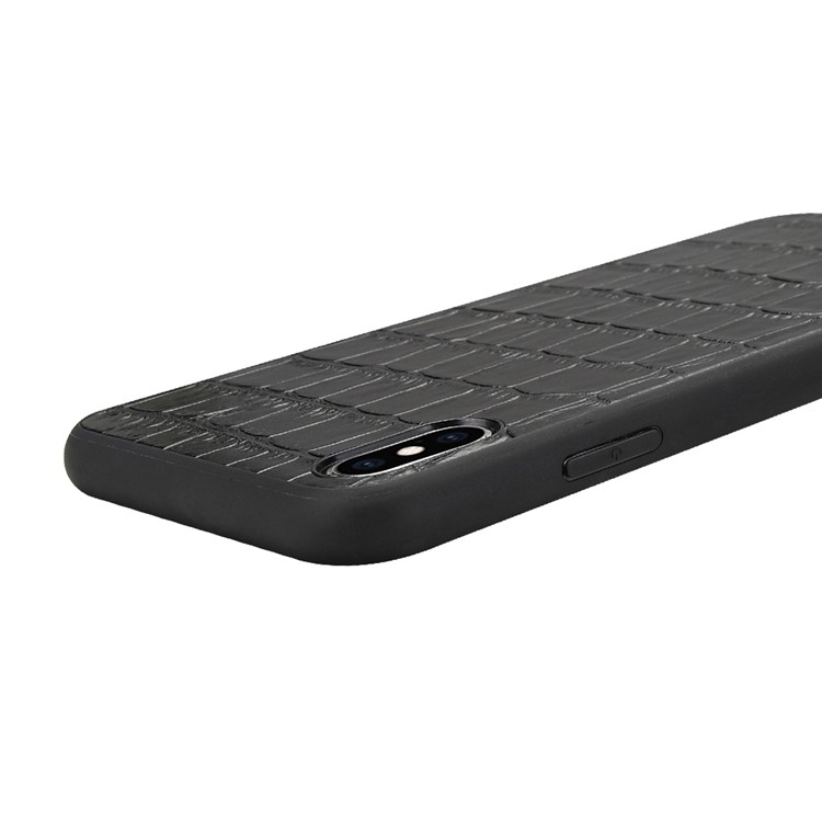 Crocodile Texture Genuine Leather Coated TPU Phone Case for iPhone X / XS - Black-5