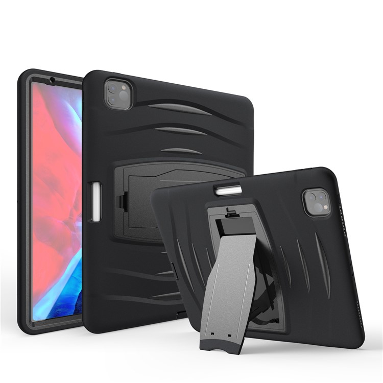 Hard PC + TPU Multi-function Cover Case with Kickstand and Pen Slot for iPad Pro 12.9-inch (2018) - Black-1