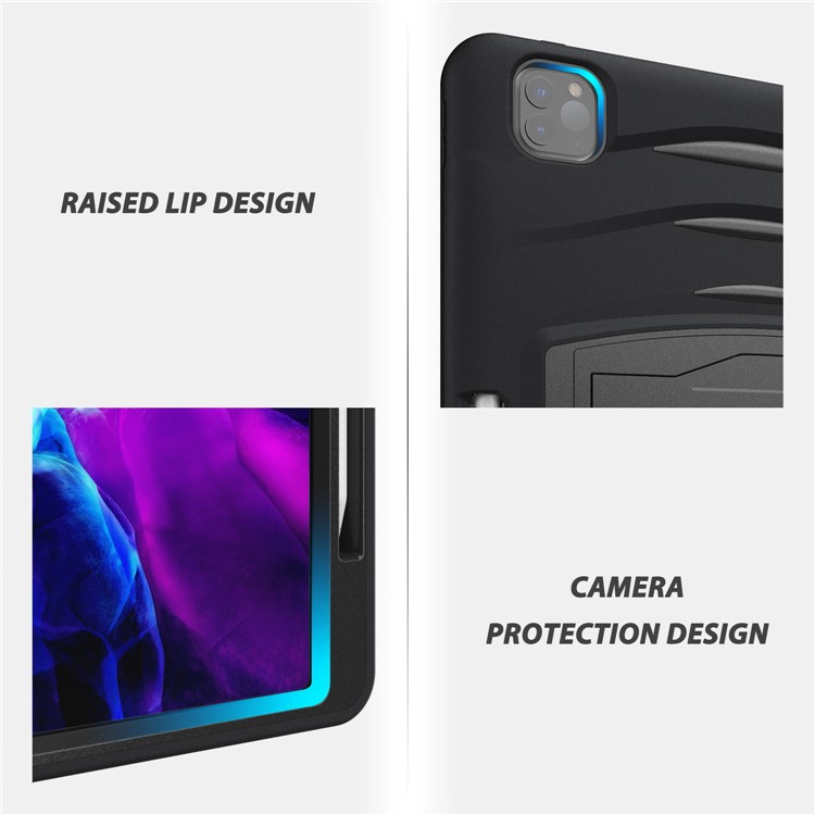 Hard PC + TPU Multi-function Cover Case with Kickstand and Pen Slot for iPad Pro 12.9-inch (2018) - Black-10