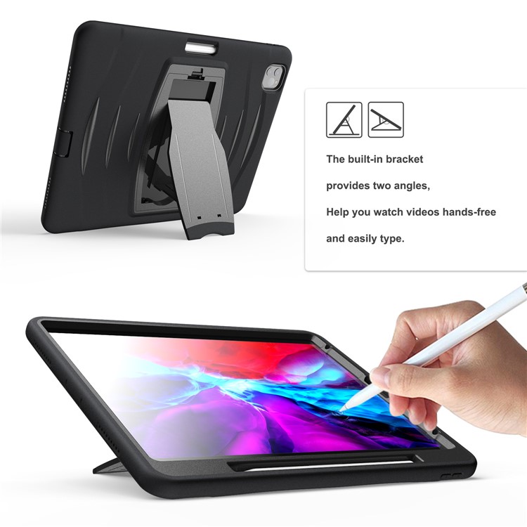 Hard PC + TPU Multi-function Cover Case with Kickstand and Pen Slot for iPad Pro 12.9-inch (2018) - Black-11