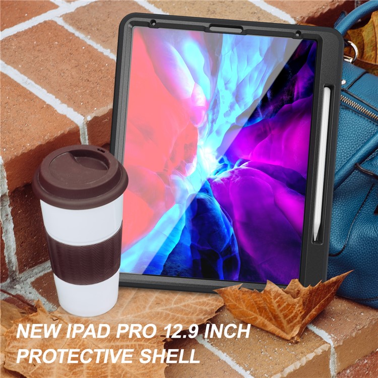 Hard PC + TPU Multi-function Cover Case with Kickstand and Pen Slot for iPad Pro 12.9-inch (2018) - Black-13