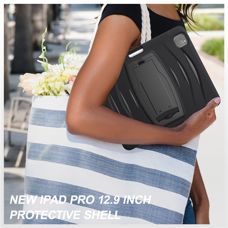 Hard PC + TPU Multi-function Cover Case with Kickstand and Pen Slot for iPad Pro 12.9-inch (2018) - Black-14