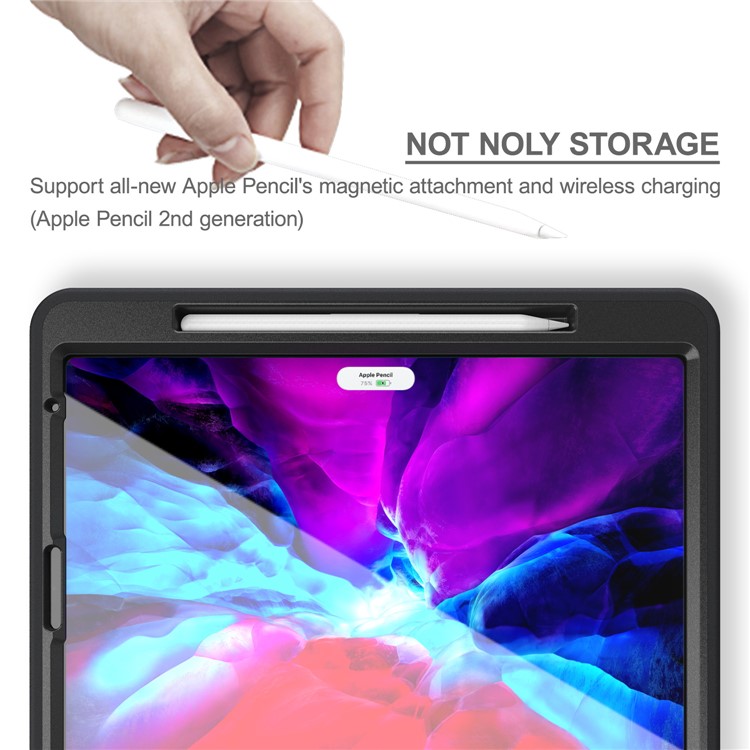 Hard PC + TPU Multi-function Cover Case with Kickstand and Pen Slot for iPad Pro 12.9-inch (2018) - Black-15