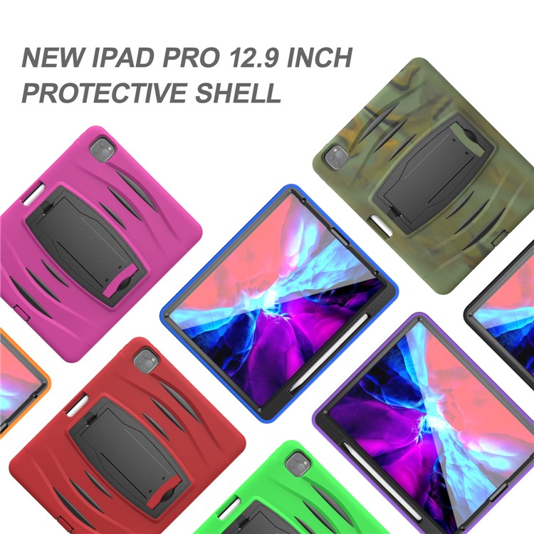 Hard PC + TPU Multi-function Cover Case with Kickstand and Pen Slot for iPad Pro 12.9-inch (2018) - Black-16