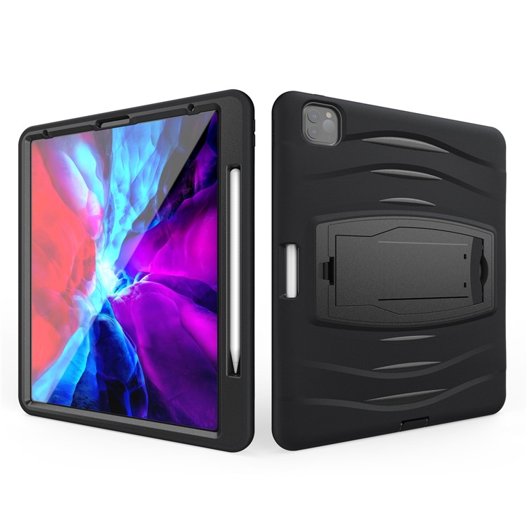 Hard PC + TPU Multi-function Cover Case with Kickstand and Pen Slot for iPad Pro 12.9-inch (2018) - Black-2