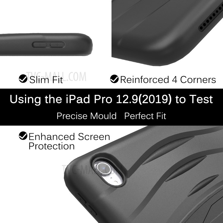 Hard PC + TPU Multi-function Cover Case with Kickstand and Pen Slot for iPad Pro 12.9-inch (2018) - Black-20