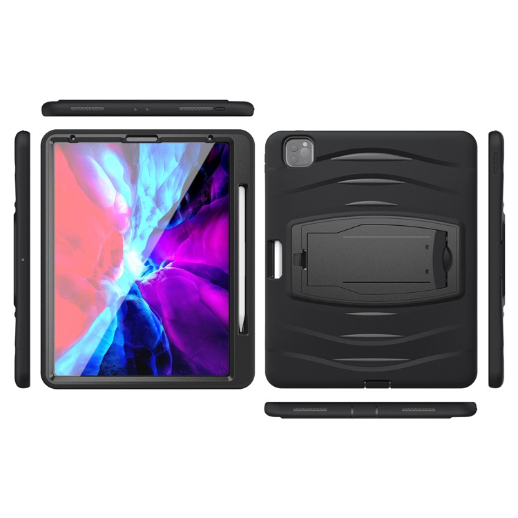 Hard PC + TPU Multi-function Cover Case with Kickstand and Pen Slot for iPad Pro 12.9-inch (2018) - Black-5