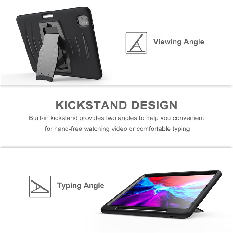 Hard PC + TPU Multi-function Cover Case with Kickstand and Pen Slot for iPad Pro 12.9-inch (2018) - Black-7